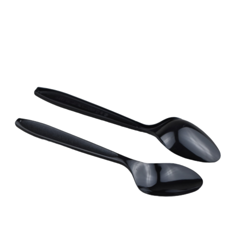 Heavy weight black plastic spoon 
